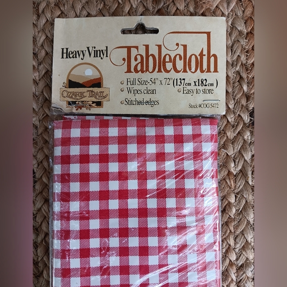 Ozark Trail vinyl tablecloth Red White Checkered gingham plaid - Picture 2 of 4